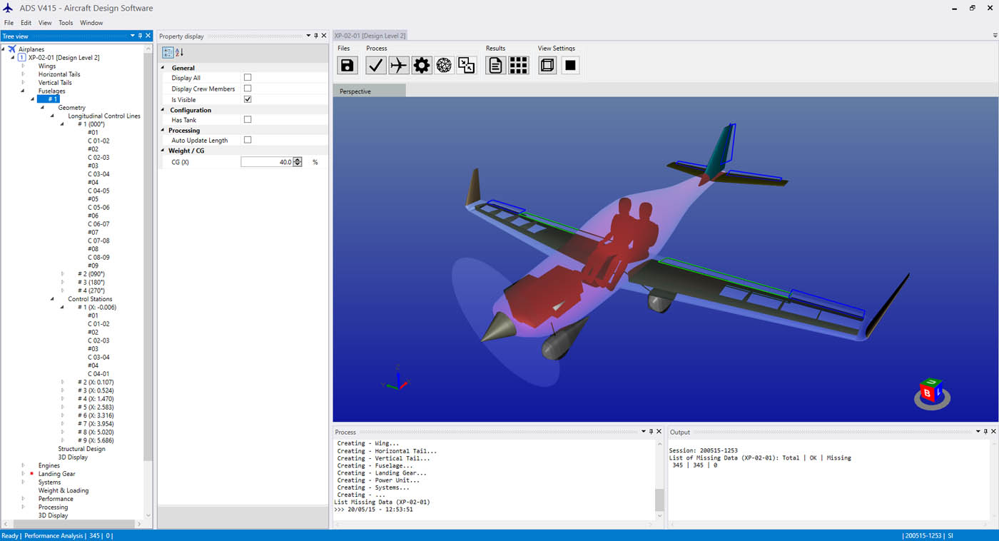 Interface (TreeView + Property display) : Fuselage