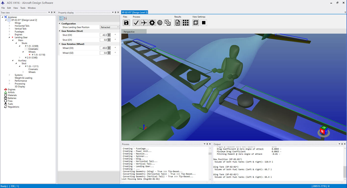 3D-Model with landing gear in retracted position